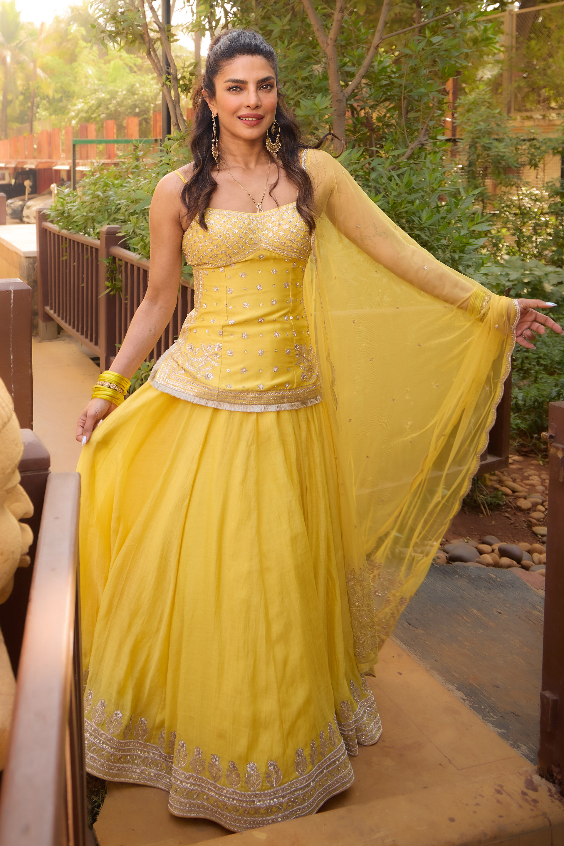 Abha Embroidered Lehenga Set - Yellow